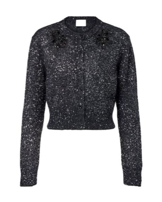 Erdem Blue Embellished Cropped Alpaca-Blend Cardigan