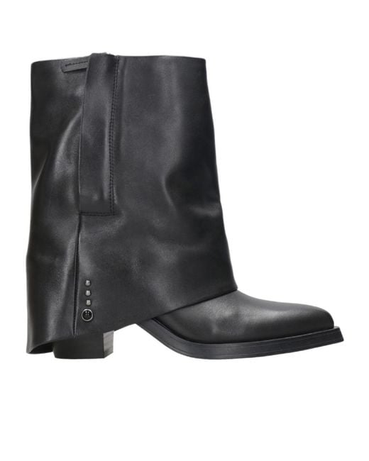 Ash Black Round-Headed Short Boots