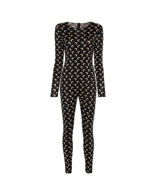 MARINE SERRE Black Logo Monogram Crewneck Jumpsuit