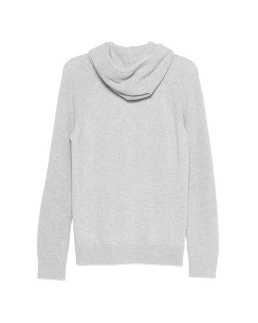 Eleventy White Ribbed Hoodie for men