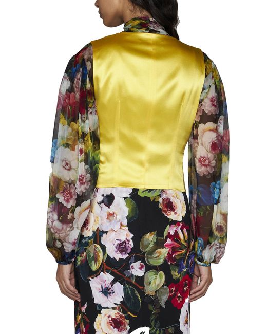 Dolce & Gabbana Yellow Jacquard Cotton-Blend Waistcoat