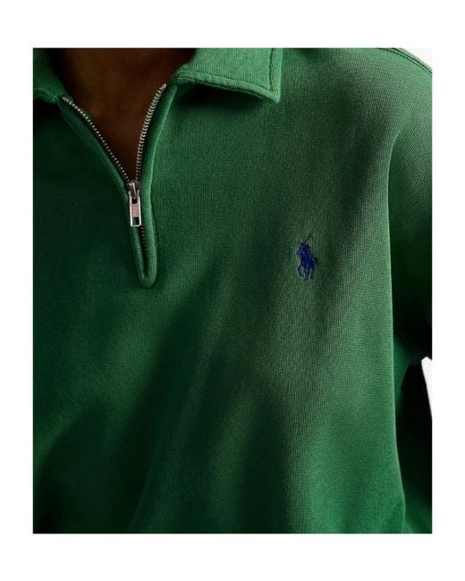 Polo Ralph Lauren Green Polo Pony Embroidered Quarter-Zip Sweatshirt