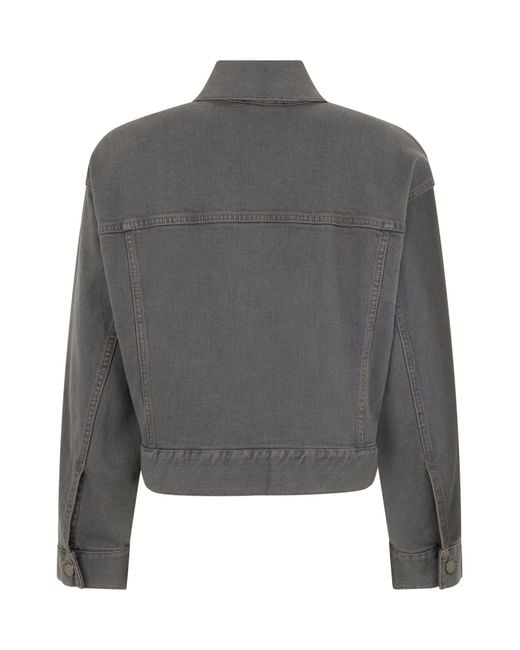 Peserico Gray Cropped Denim Jacket