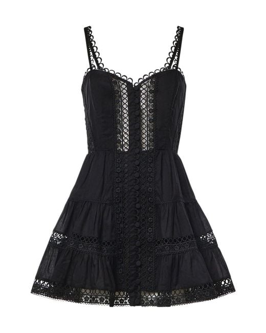Charo Ruiz Black Ibiza Lace-Trim Ruffled Dress