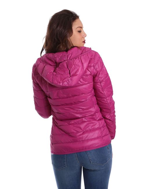 EA7 Purple Logo Hooded Down Jacket