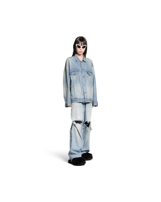 Balenciaga Blue Graphic Printed Denim Jacket