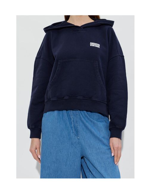 American Vintage Blue Logo Hoodie