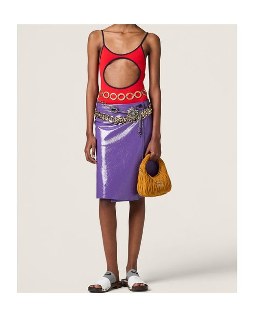 Miu Miu Red Technical Knit Swimsuit