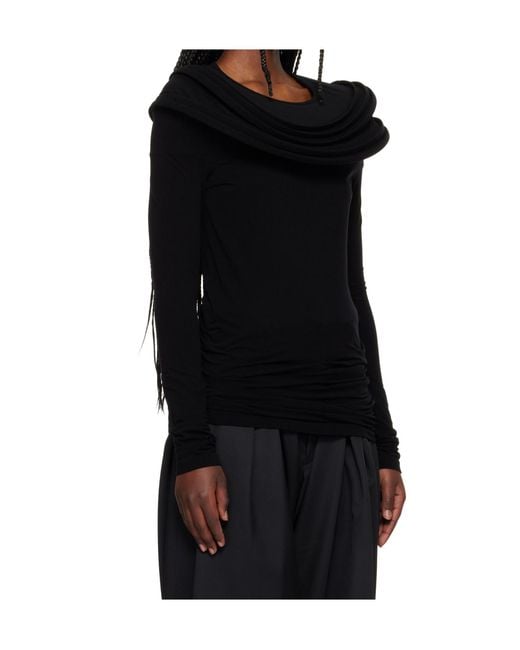Junya Watanabe Black Stretch Jersey Drape T-Shirt