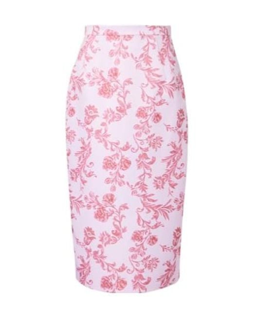 Emilia Wickstead Pink Lorelei Floral Taffeta Faille Pencil Skirt