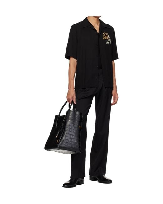 Amiri Black Varsity Patch Camp Logo Shirt for men