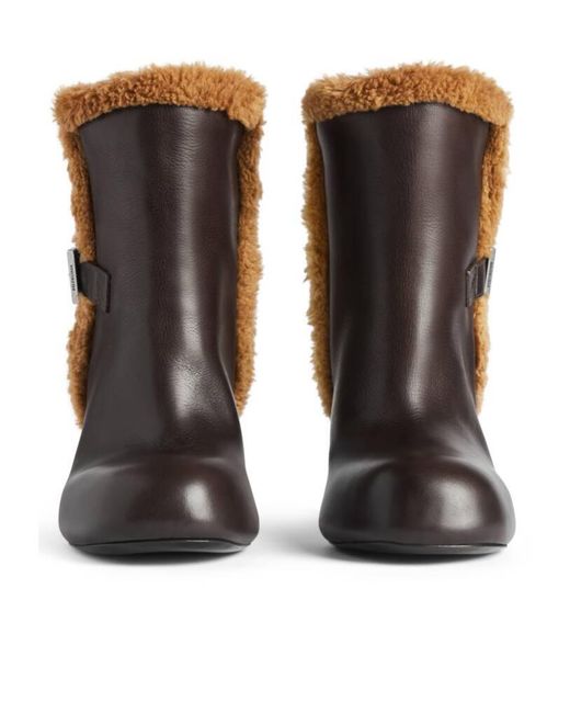 Balenciaga Brown Fargo Shearling Trim Ankle Boots