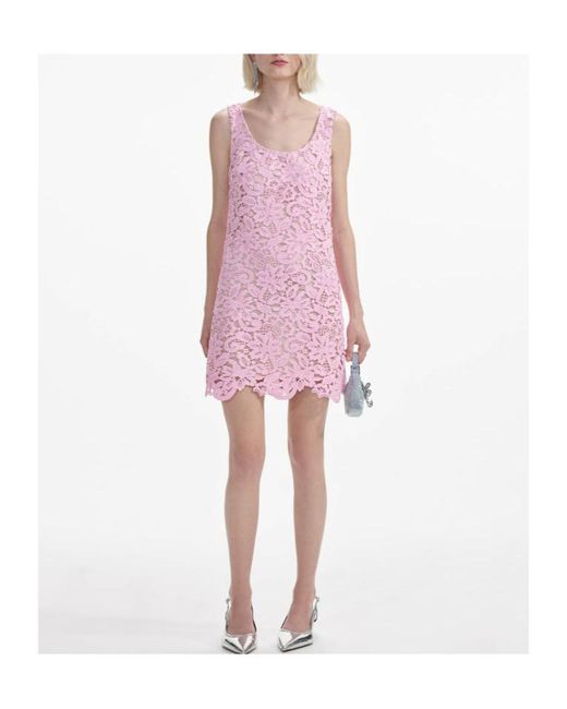 Self-Portrait Pink Floral Lace Mini Dress