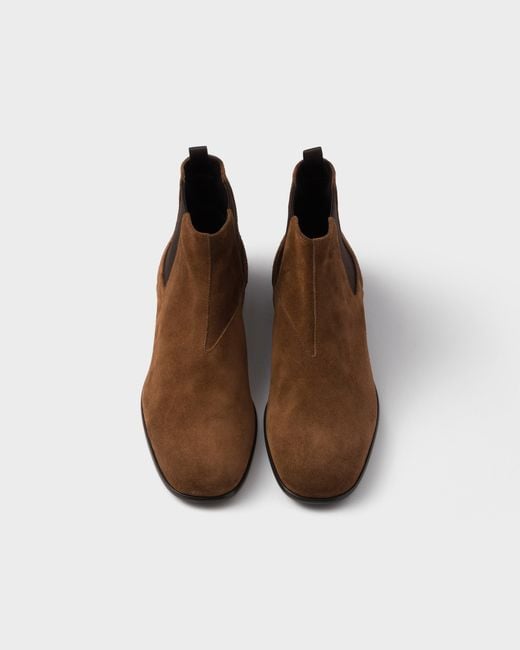 Prada Brown Slip-On Ankle Boots
