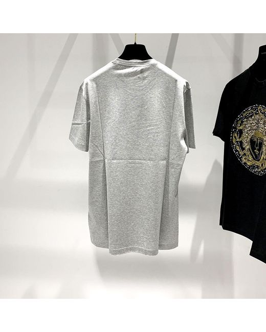 Versace Gray Medusa Logo T-Shirt With Round Neck for men