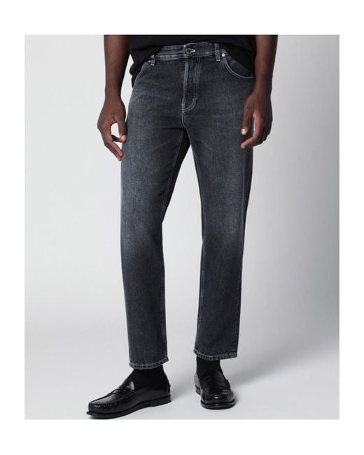 Pt Pantaloni Black Logo-Patch Washed Jeans for men
