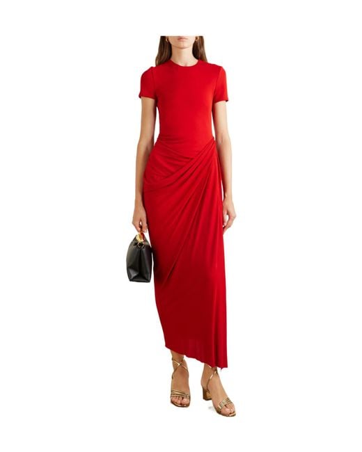 Erdem Red Crew Neck Short-Sleeve Midi Dress