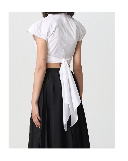 Philosophy Di Lorenzo Serafini White Tie Fastened Cropped Blouse