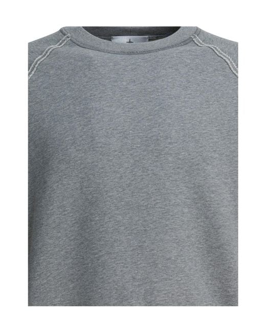 Stone Island Gray Logo Patch Crewneck Sweatshirt for men