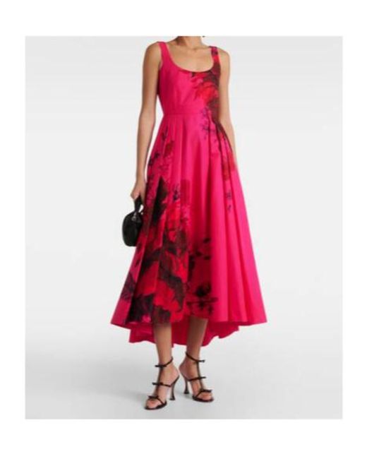 Erdem Red Floral Cotton Faille Maxi Dress