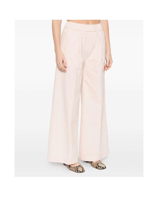 Forte_forte White Elastic Waist Casual Pants