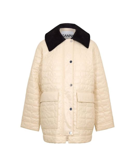 Ganni Natural Lightweight Quilted Jacket