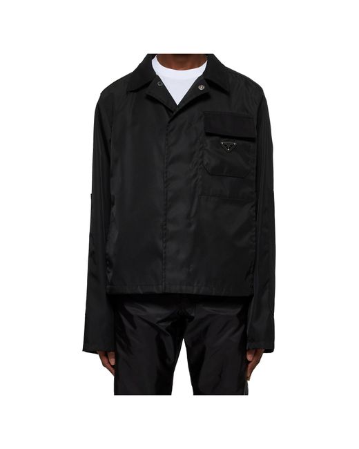 Prada Black Logo Plaque Long Sleeved Jacket for men