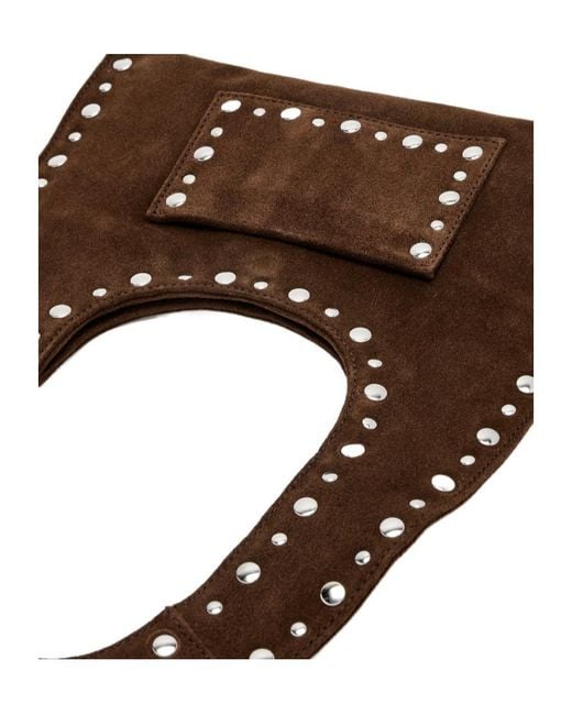 GIMAGUAS Brown Studded Shoulder Bag