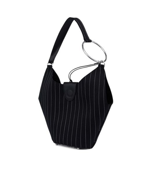 Dondup Black Striped Shoulder Bag