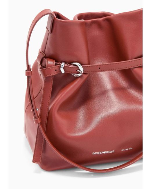 Emporio Armani Red Buckle-Detail Tote Bag