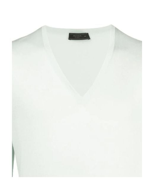 Prada White Knitted Long-Sleeve Jumper for men