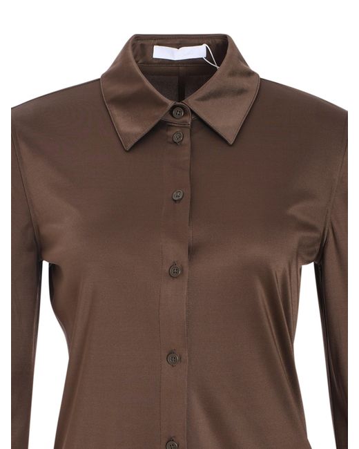 Helmut Lang Brown Lapel Long-Sleeved Shirt