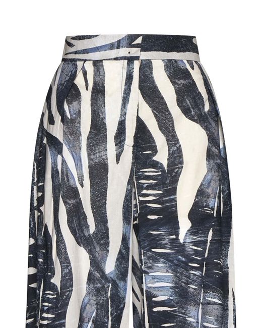 Kaos White Printed Straight-Leg Casual Pants