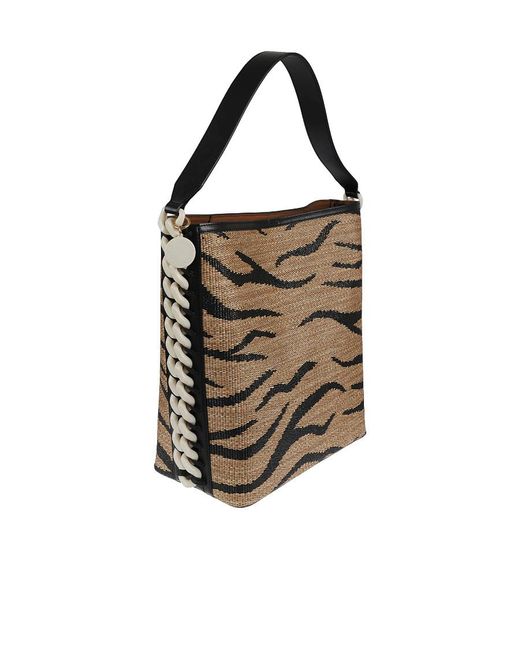 Stella McCartney Brown Tiger Stripe Printed Top Handle Bag