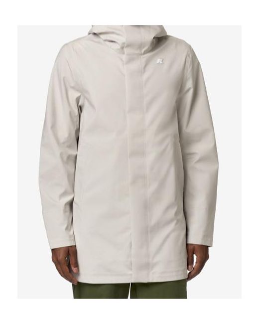 K-Way White Hooded Waterproof Hooded Jacket for men