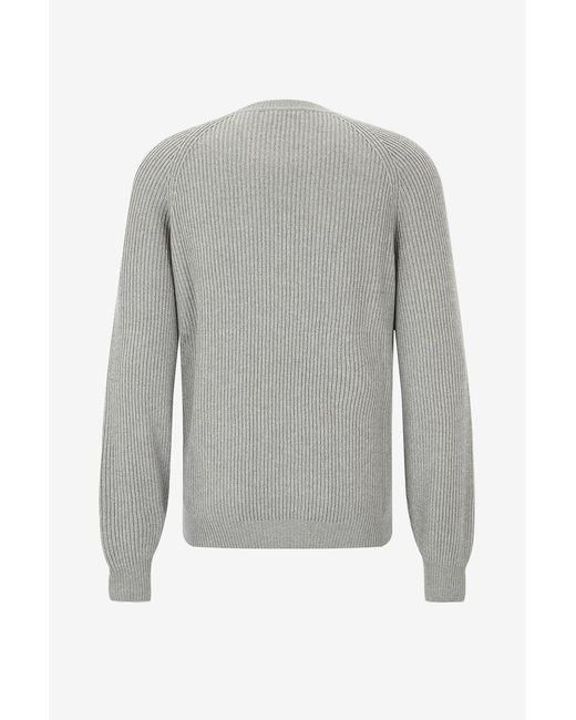 Brunello Cucinelli Gray Long-Sleeved Knitwear for men