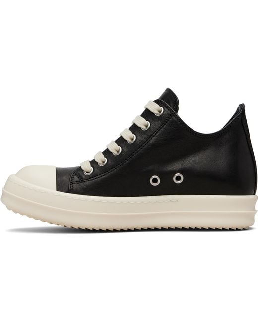 Rick Owens Black Leather Sneakers