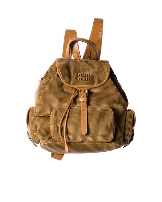 Miu Miu Brown Corduroy Backpack