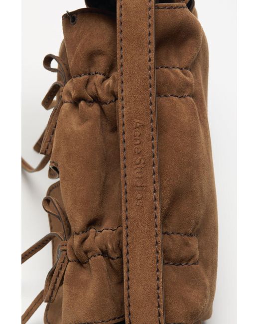 Acne Brown Drawstring-Detail Leather Shoulder Bag
