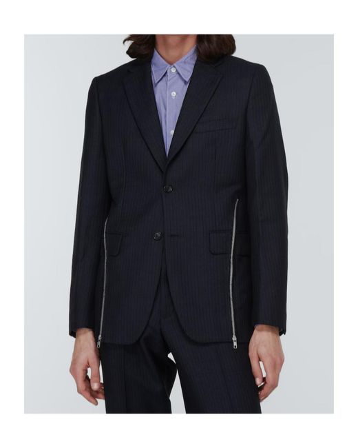 Comme des Garçons Blue Zipper-Decorated Suit Jacket for men