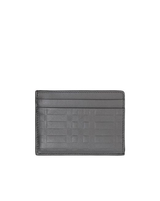 Burberry Gray Embossed Leather Cardholder for men