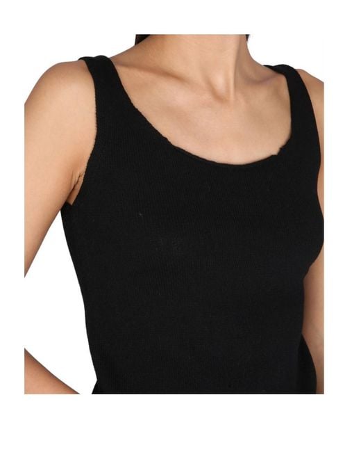 Aspesi Black Scoop-Neck Knitted Top