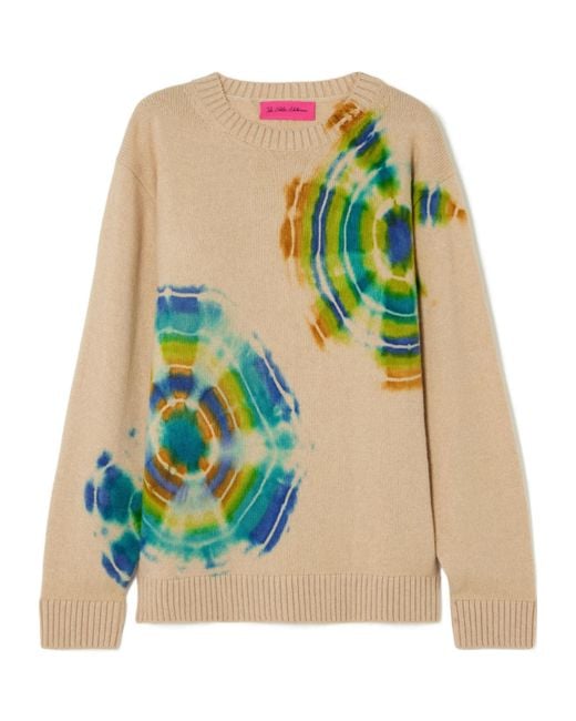 The Elder Statesman Green Colorful Tie-Dye Wool Sweater