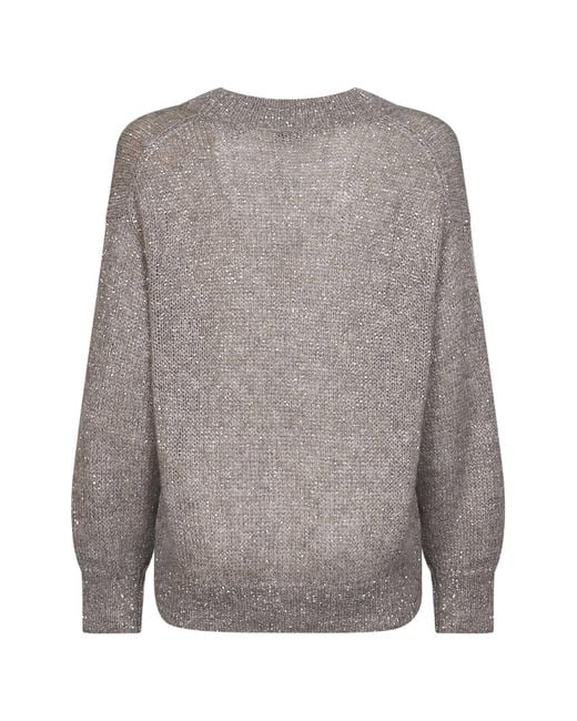 Brunello Cucinelli Gray Long-Sleeved Knitwear