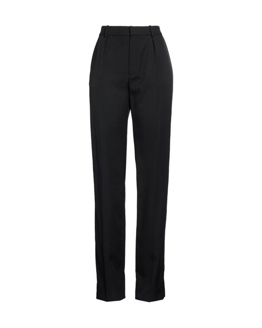 Saint Laurent Black Wool Straight-Leg Pants
