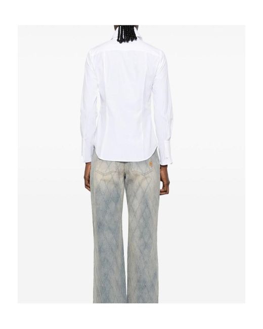 Elisabetta Franchi White Logo-Button Flap-Pocket Shirt