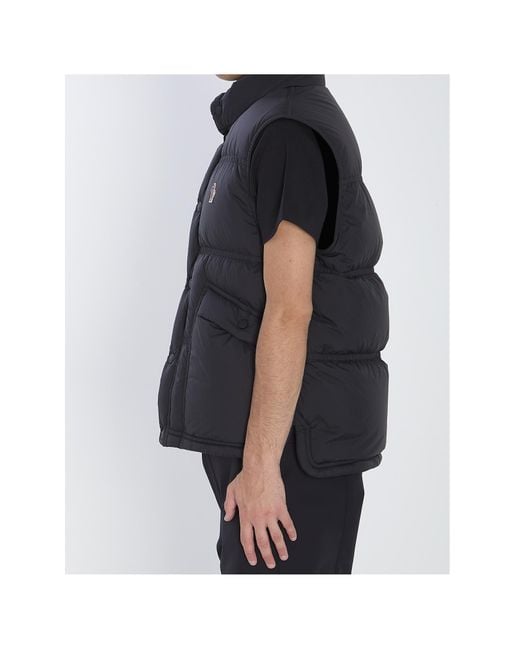 Moncler Black Grenoble Aul Logo Embroidered Ski Gilet for men