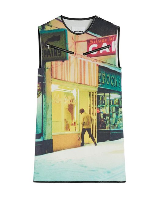 Jil Sander Green Printed Dress