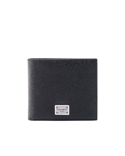 Dolce & Gabbana Blue Logo Plaque Bi-Fold Wallet for men