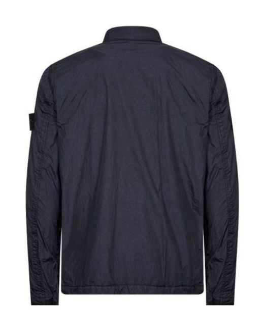 Stone Island Blue Compass Patch Collared Zip-Up Jacket for men